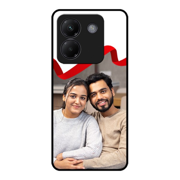 Poco M7 Pro 5G Custom Glass Phone Case - Red Ribbon Frame Design