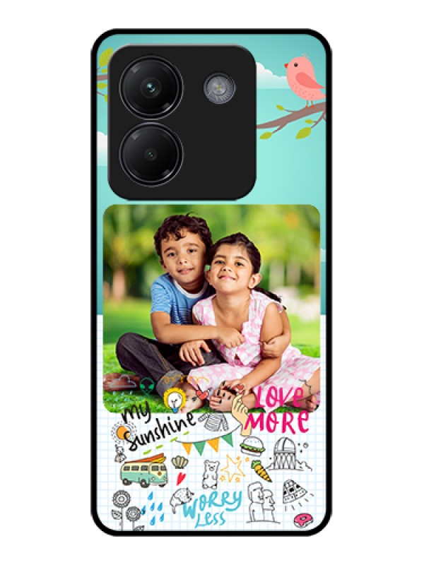 Custom Poco M7 Pro 5G Custom Glass Phone Case - Doodle Love Design