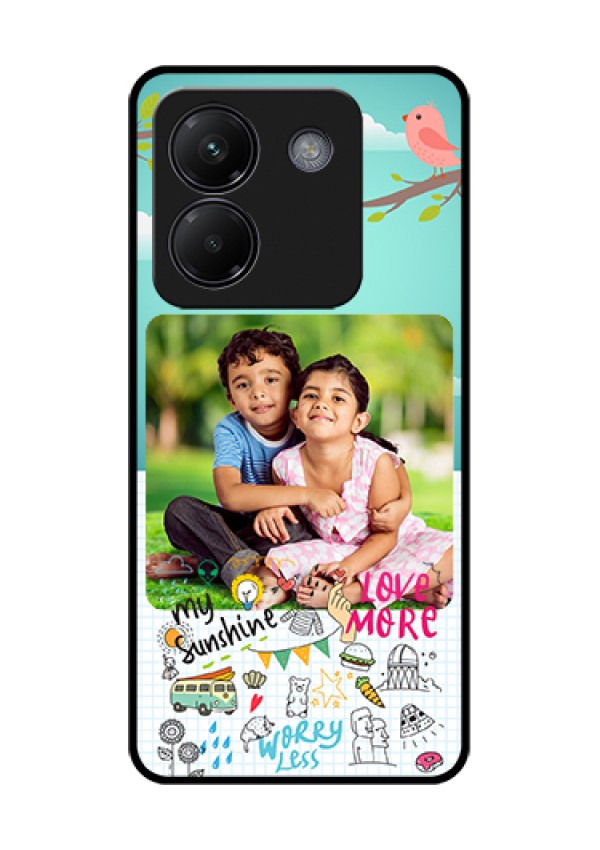 Poco M7 Pro 5G Custom Glass Phone Case - Doodle Love Design