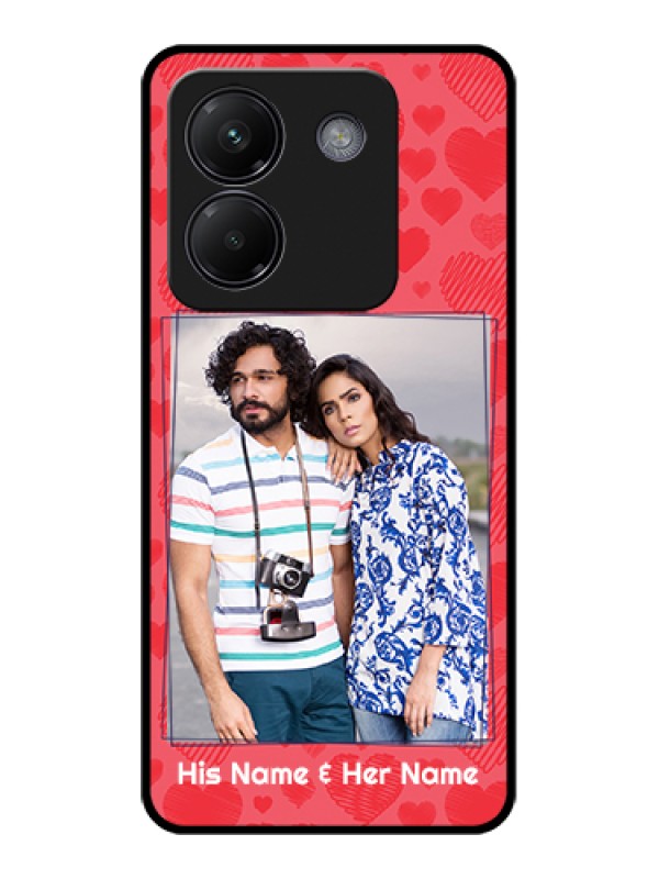 Custom Poco M7 Pro 5G Custom Glass Phone Case - With Red Heart Symbols Design