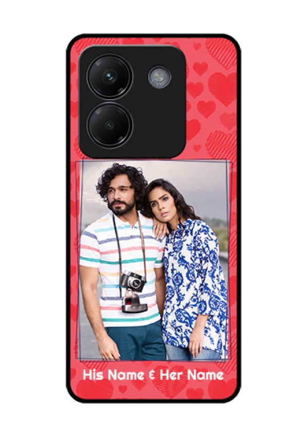 Poco M7 Pro 5G Custom Glass Phone Case - With Red Heart Symbols Design