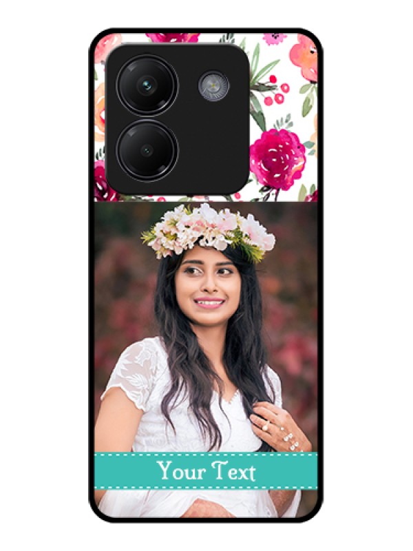 Custom Poco M7 Pro 5G Custom Glass Phone Case - Water Colors Floral Design