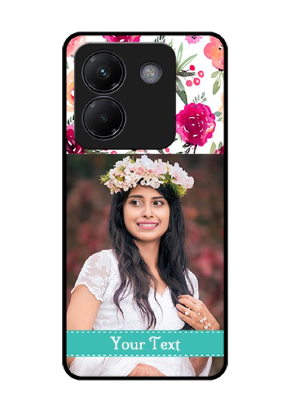 Poco M7 Pro 5G Custom Glass Phone Case - Water Colors Floral Design
