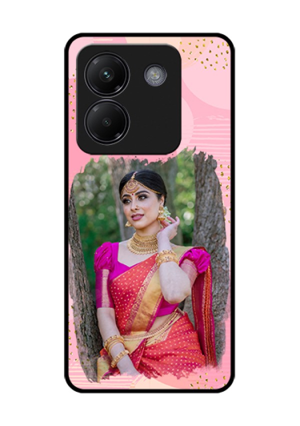 Poco M7 Pro 5G Custom Glass Phone Case - Gold Glitter Splash Design