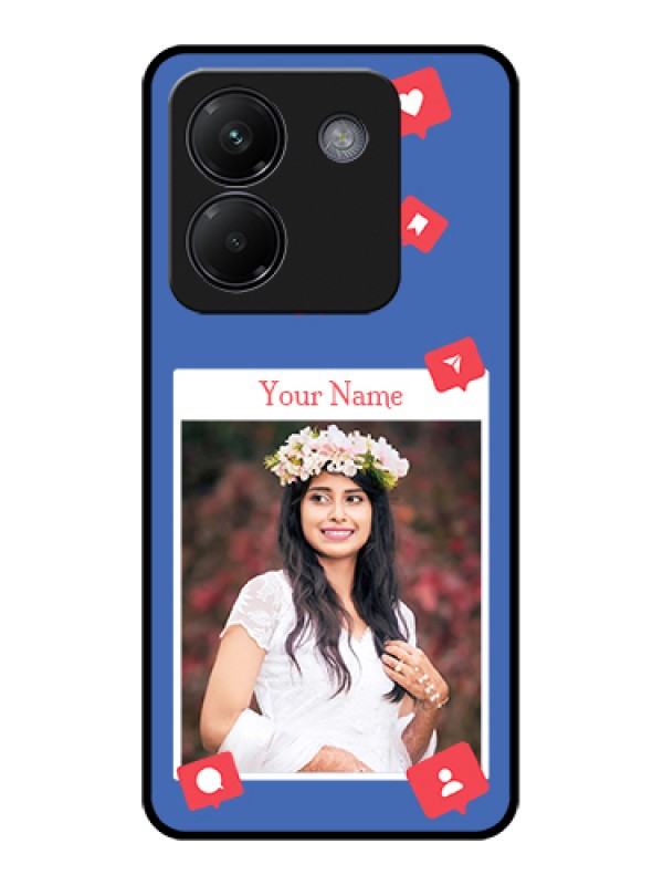 Custom Poco M7 Pro 5G Custom Glass Phone Case - Like Share And Comment Design