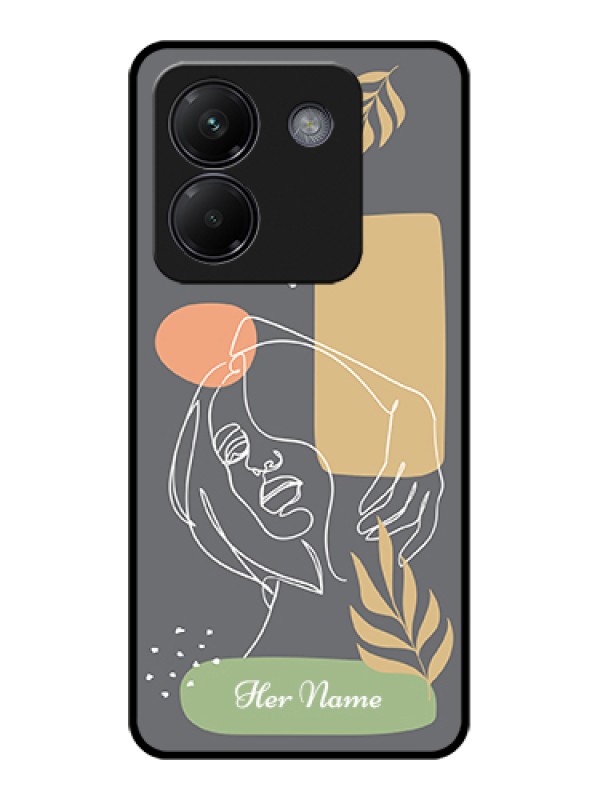 Custom Poco M7 Pro 5G Custom Glass Phone Case - Gazing Woman Line Art Design