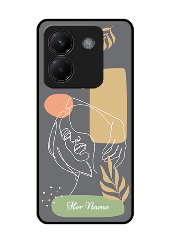 Poco M7 Pro 5G Custom Glass Phone Case - Gazing Woman Line Art Design