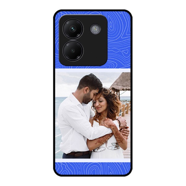 Poco M7 Pro 5G Custom Glass Phone Case - Curved Line Art With Blue And White Design Poco M7 Pro 5G Custom Glass Phone Case - Curved Line Art With Blue And White Design