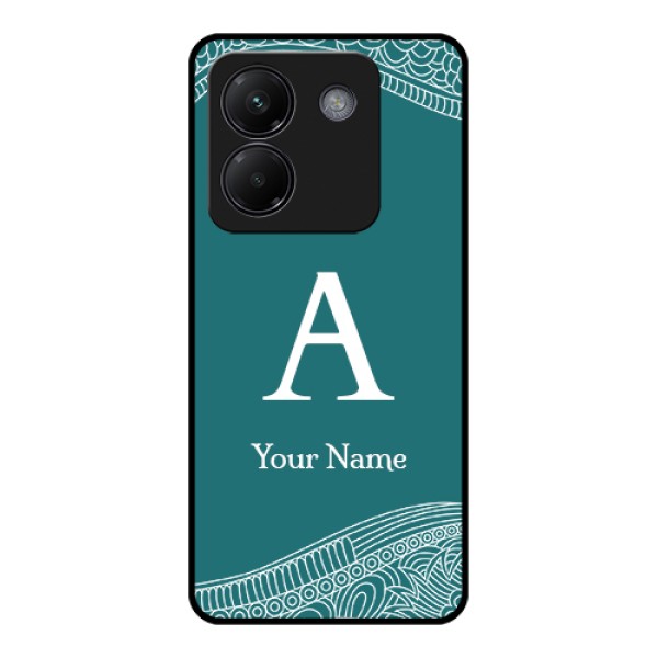 Poco M7 Pro 5G Custom Glass Phone Case - Line Art Pattern With Custom Name Design
