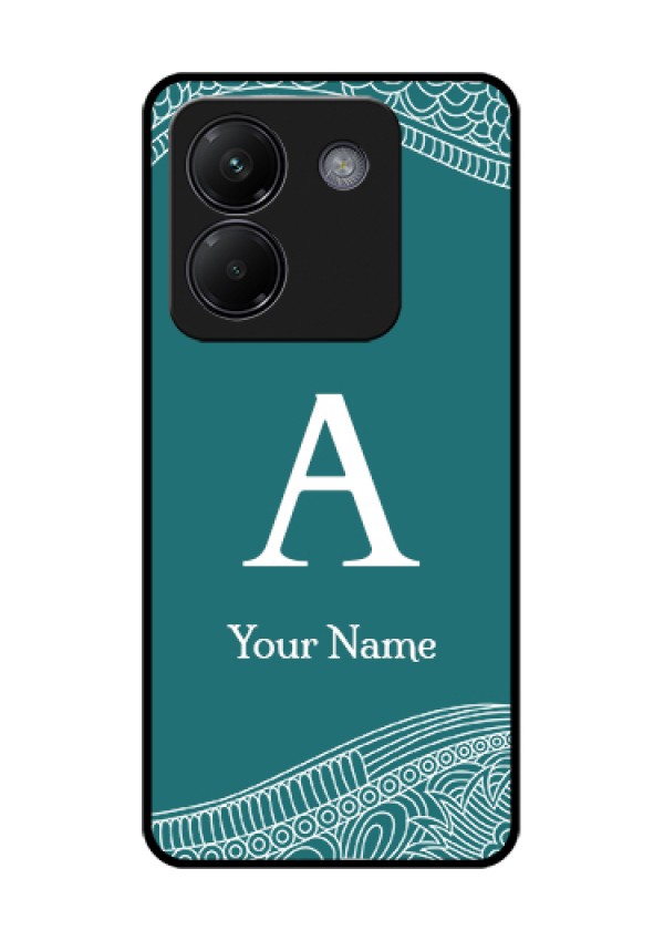 Poco M7 Pro 5G Custom Glass Phone Case - Line Art Pattern With Custom Name Design