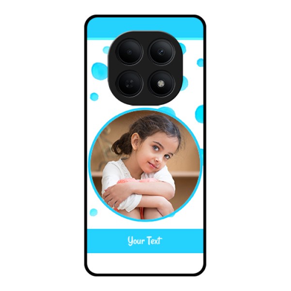 Poco M8 5G Custom Glass Phone Case - Blue Bubbles Pattern Design Poco M8 5G Custom Glass Phone Case - Blue Bubbles Pattern Design