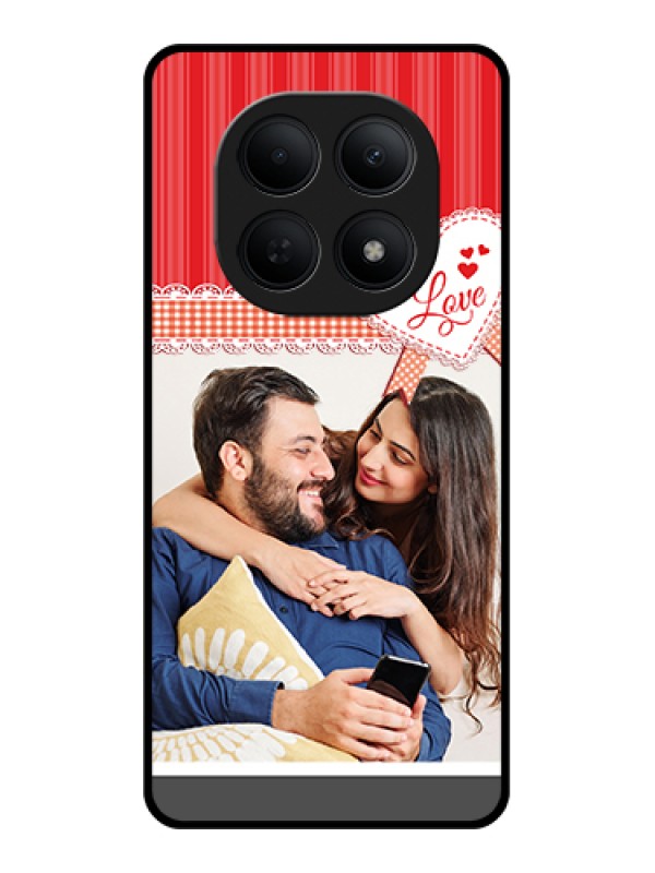 Custom Poco M8 5G Custom Glass Phone Case - Red Love Pattern Design