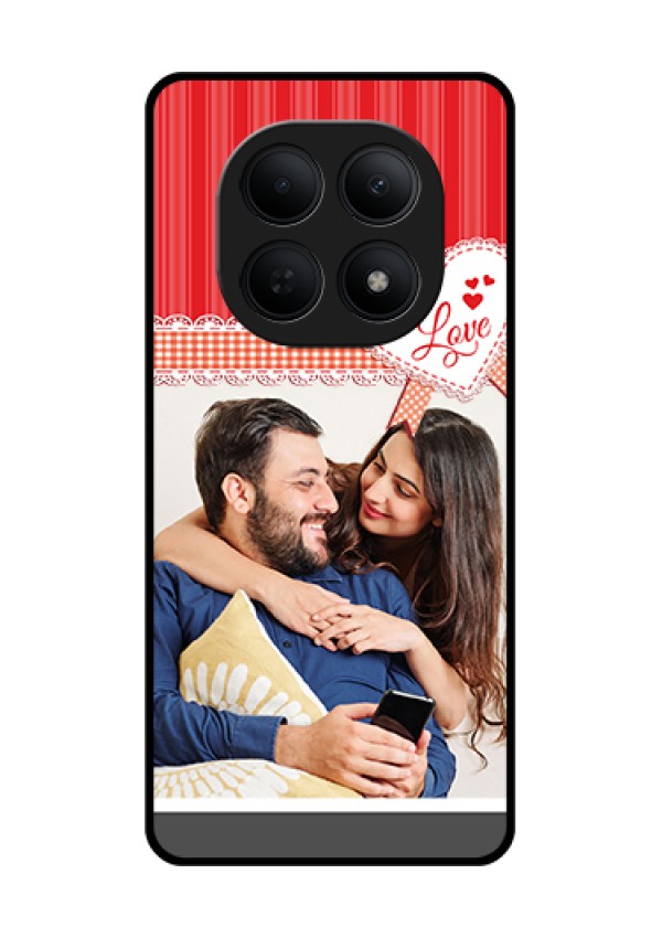 Poco M8 5G Custom Glass Phone Case - Red Love Pattern Design