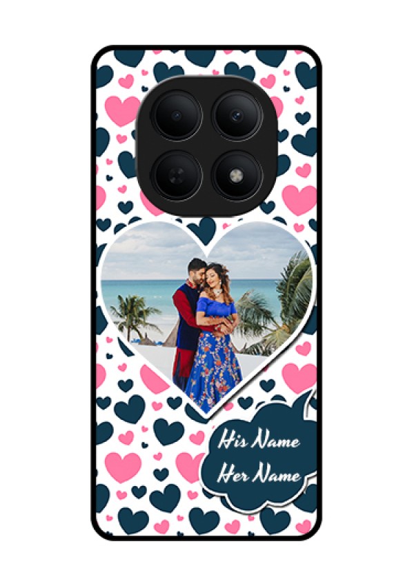 Poco M8 5G Custom Glass Phone Case - Pink & Blue Heart Design