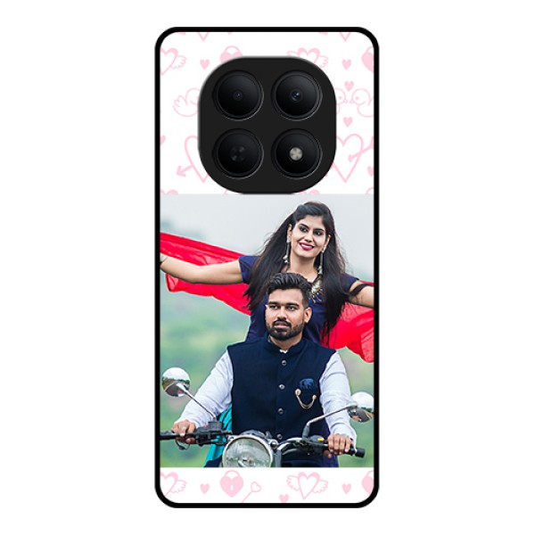 Poco M8 5G Custom Glass Phone Case - Pink Flying Heart Design