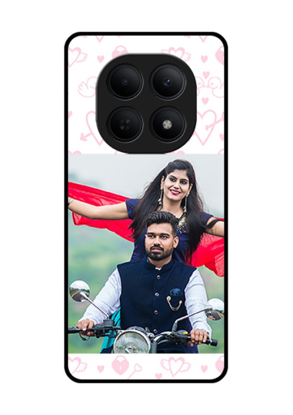 Poco M8 5G Custom Glass Phone Case - Pink Flying Heart Design