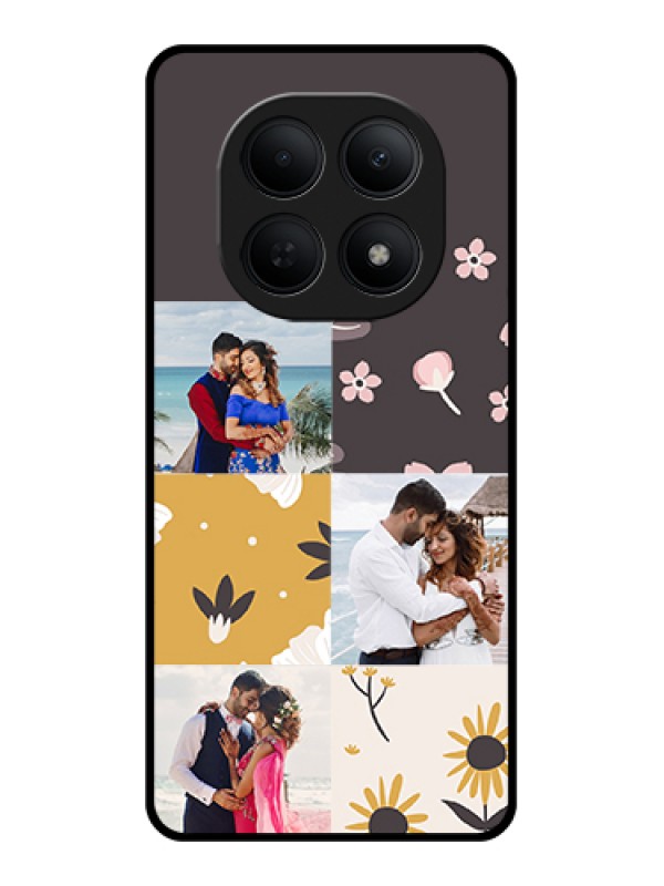 Custom Poco M8 5G Custom Glass Phone Case - 3 Images With Floral Design