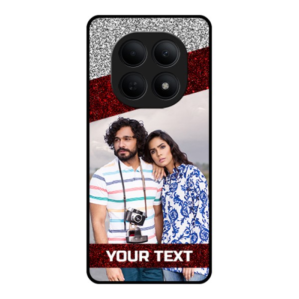 Poco M8 5G Custom Glass Phone Case - Image Holder With Glitter Strip Design Poco M8 5G Custom Glass Phone Case - Image Holder With Glitter Strip Design