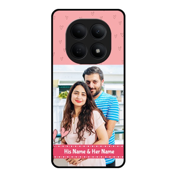 Poco M8 5G Custom Glass Phone Case - Love Design Peach Color
