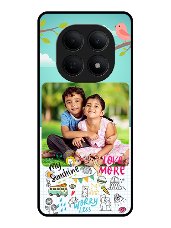 Custom Poco M8 5G Custom Glass Phone Case - Doodle Love Design