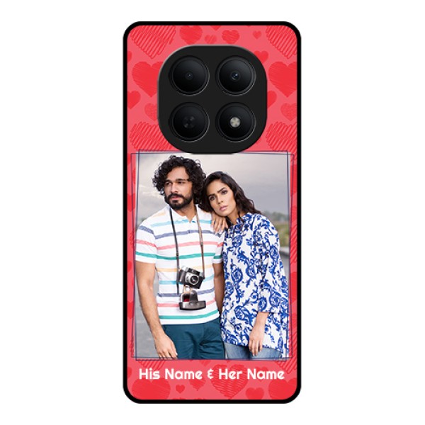 Poco M8 5G Custom Glass Phone Case - With Red Heart Symbols Design Poco M8 5G Custom Glass Phone Case - With Red Heart Symbols Design