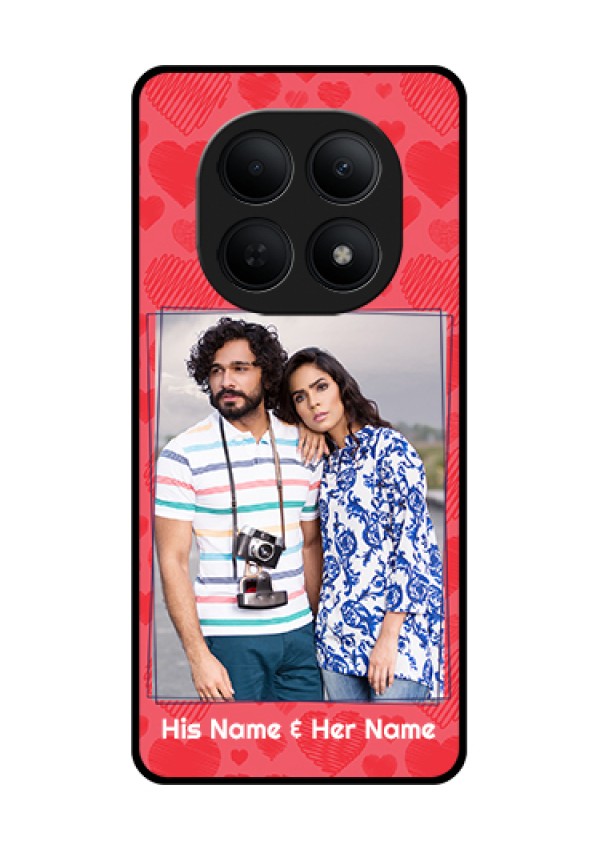 Poco M8 5G Custom Glass Phone Case - With Red Heart Symbols Design