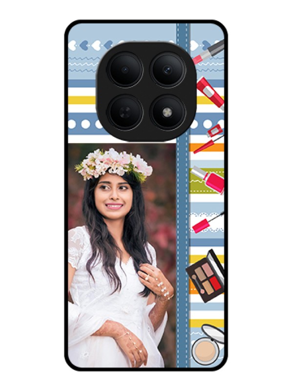 Custom Poco M8 5G Custom Glass Phone Case - Makeup Icons Design