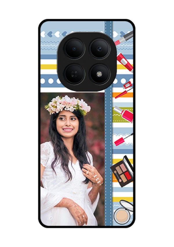 Poco M8 5G Custom Glass Phone Case - Makeup Icons Design