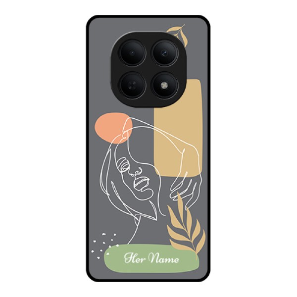 Poco M8 5G Custom Glass Phone Case - Gazing Woman Line Art Design Poco M8 5G Custom Glass Phone Case - Gazing Woman Line Art Design