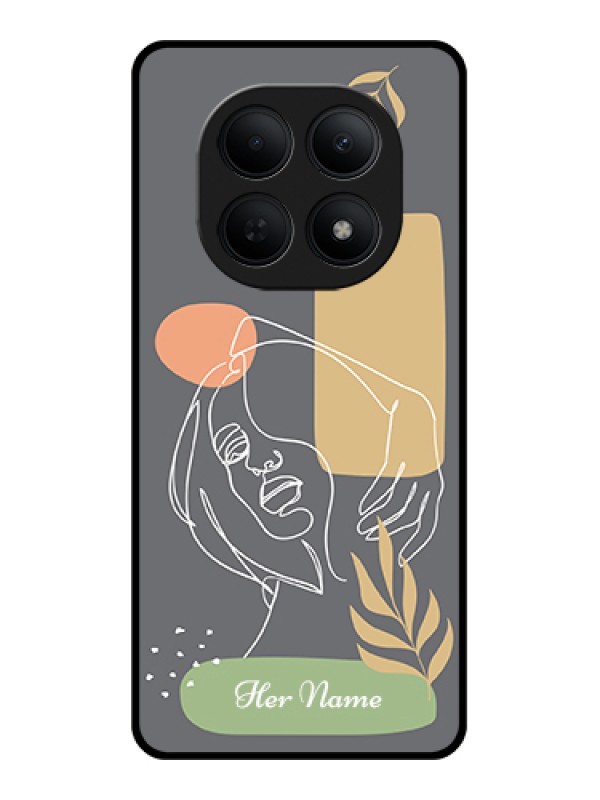 Custom Poco M8 5G Custom Glass Phone Case - Gazing Woman Line Art Design