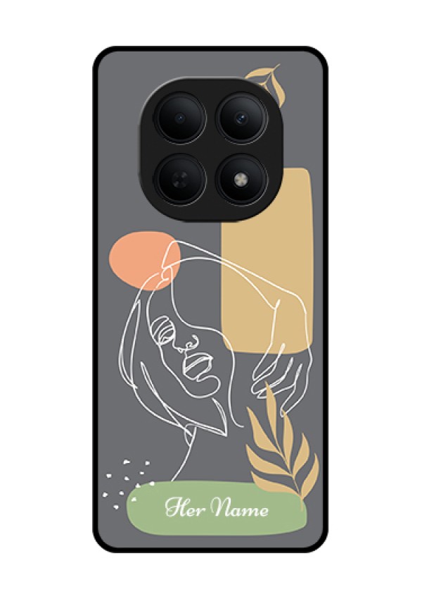 Poco M8 5G Custom Glass Phone Case - Gazing Woman Line Art Design