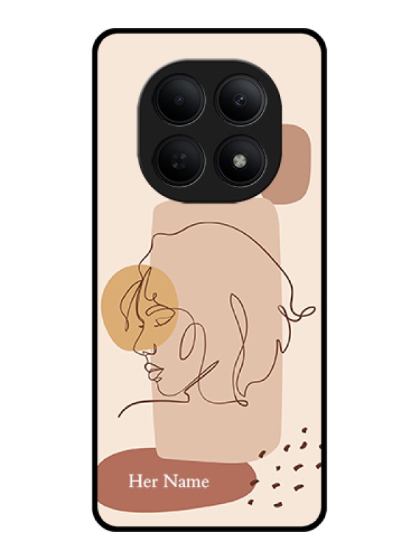 Custom Poco M8 5G Custom Glass Phone Case - Calm Woman Line Art Design