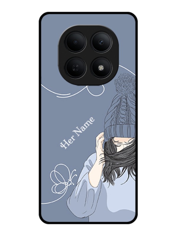 Custom Poco M8 5G Custom Glass Phone Case - Girl In Winter Outfit Design