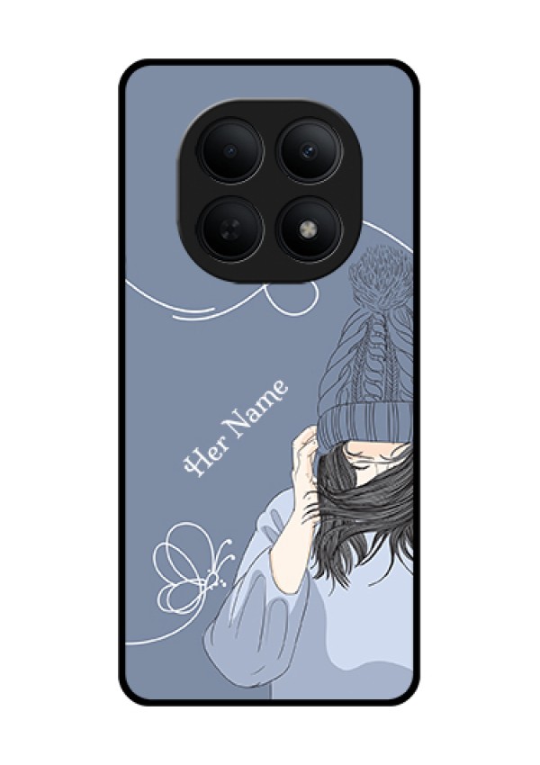 Poco M8 5G Custom Glass Phone Case - Girl In Winter Outfit Design