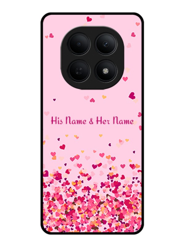 Custom Poco M8 5G Custom Glass Phone Case - Floating Hearts Design