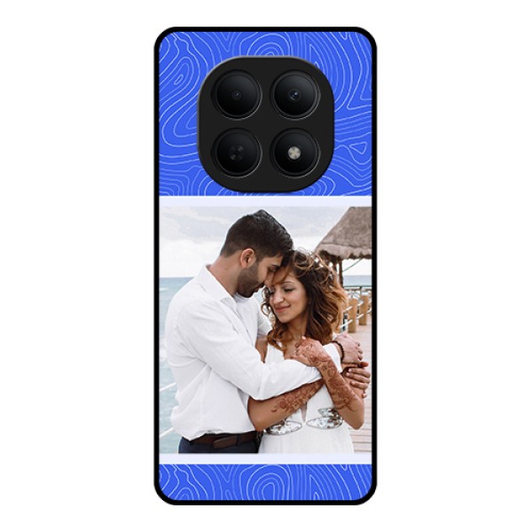 Poco M8 5G Custom Glass Phone Case - Curved Line Art With Blue And White Design Poco M8 5G Custom Glass Phone Case - Curved Line Art With Blue And White Design
