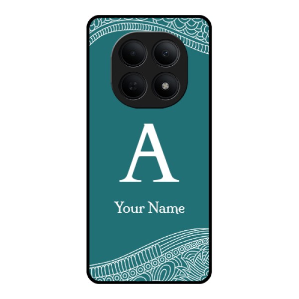 Poco M8 5G Custom Glass Phone Case - Line Art Pattern With Custom Name Design