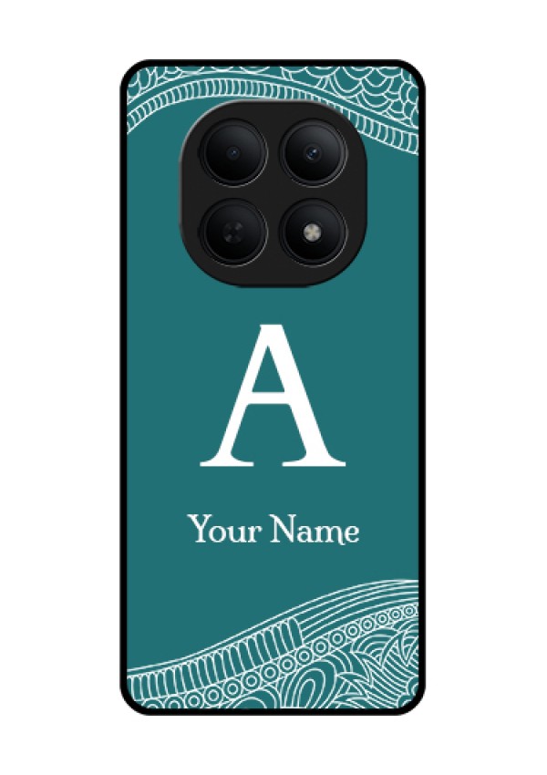 Poco M8 5G Custom Glass Phone Case - Line Art Pattern With Custom Name Design