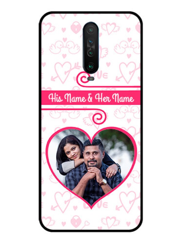 Custom Poco X2 Personalized Glass Phone Case  - Heart Shape Love Design