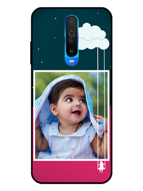 Custom Poco X2 Custom Glass Phone Case  - Cute Girl with Cloud Design