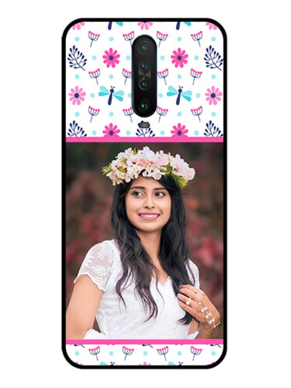 Custom Poco X2 Photo Printing on Glass Case  - Colorful Flower Design