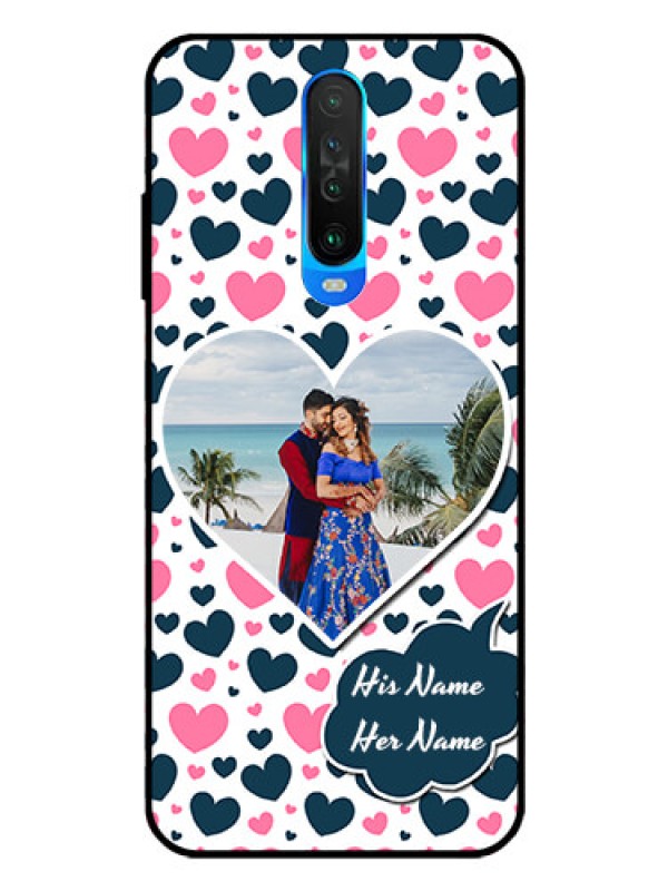 Custom Poco X2 Custom Glass Phone Case  - Pink & Blue Heart Design