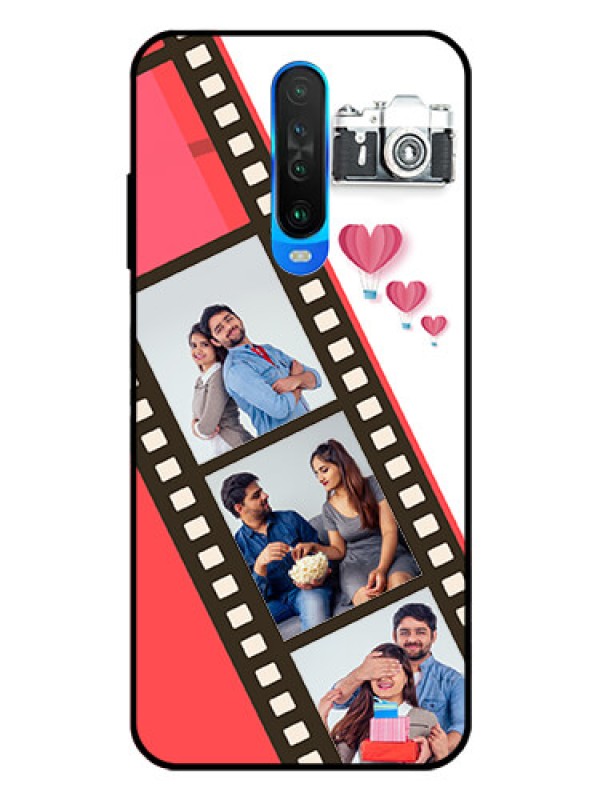 Custom Poco X2 Personalized Glass Phone Case  - 3 Image Holder with Film Reel