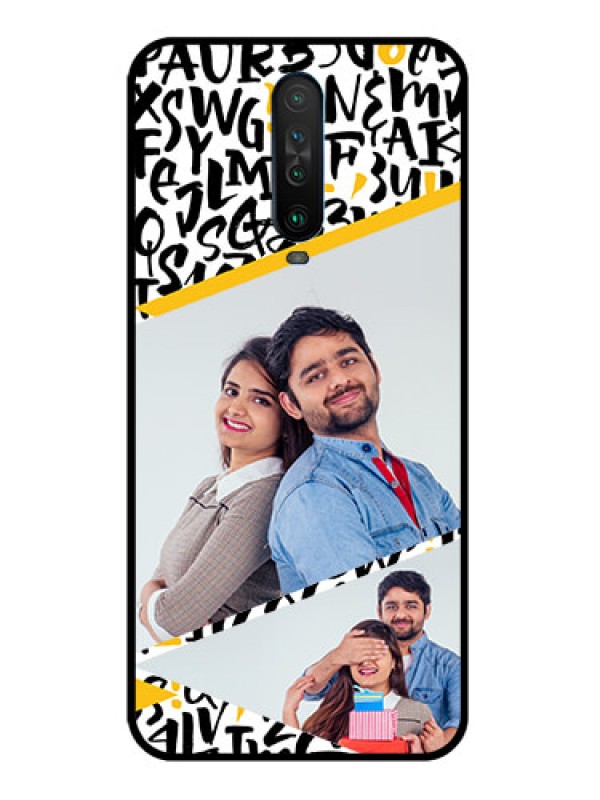 Custom Poco X2 Custom Glass Mobile Case  - Letters Pattern Design