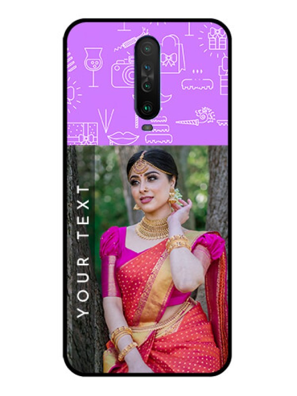 Custom Poco X2 Custom Glass Mobile Case  - Birthday Icons Design