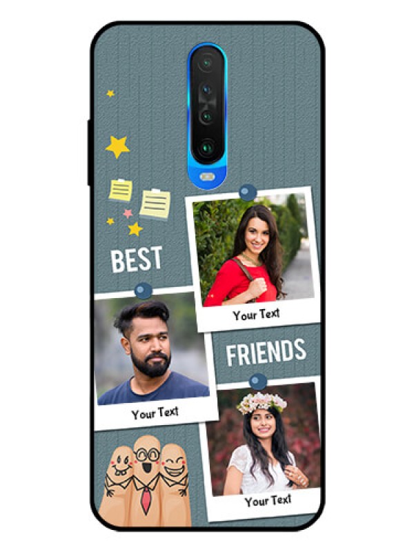 Custom Poco X2 Personalized Glass Phone Case  - Sticky Frames and Friendship Design
