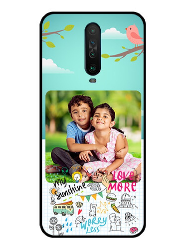 Custom Poco X2 Photo Printing on Glass Case  - Doodle love Design