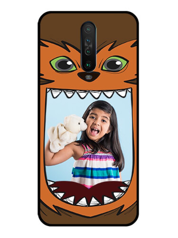 Custom Poco X2 Photo Printing on Glass Case  - Owl Monster Back Case Design