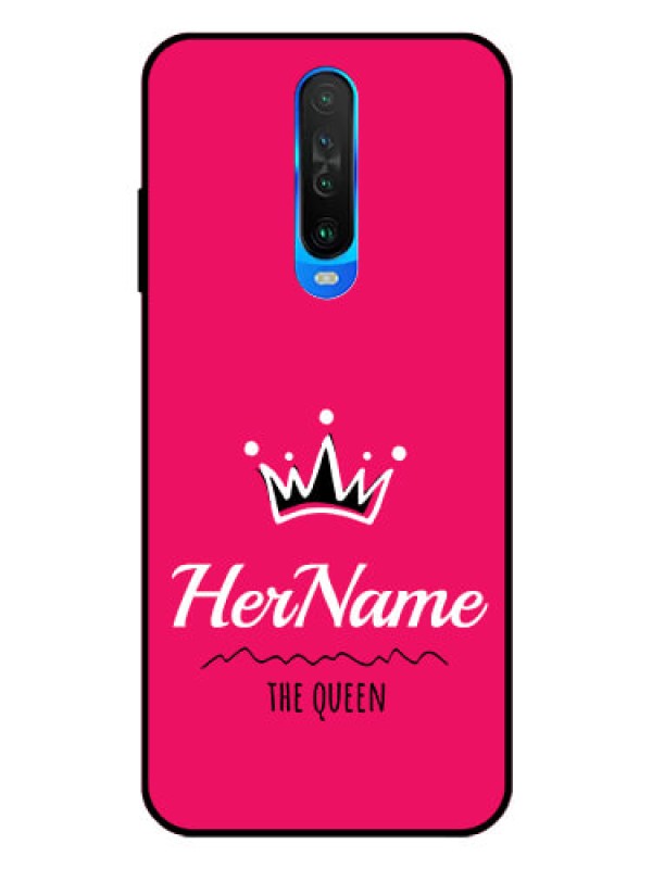 Custom Poco X2 Glass Phone Case Queen with Name