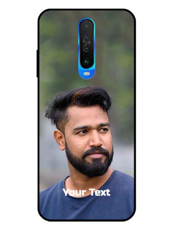 Custom Poco X2 Glass Mobile Cover: Photo with Text